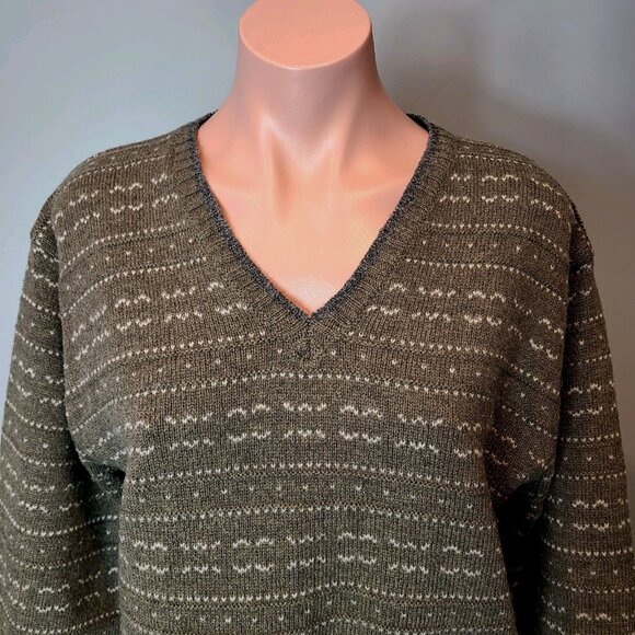 Vintage Birdseye Shetland Wool Sweater Womens Size Medium 1990s Columbia Green - Picture 2 of 8